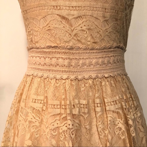 NWOT Forever 21 Peach Floral Lace Overlay Dress - Picture 8 of 10